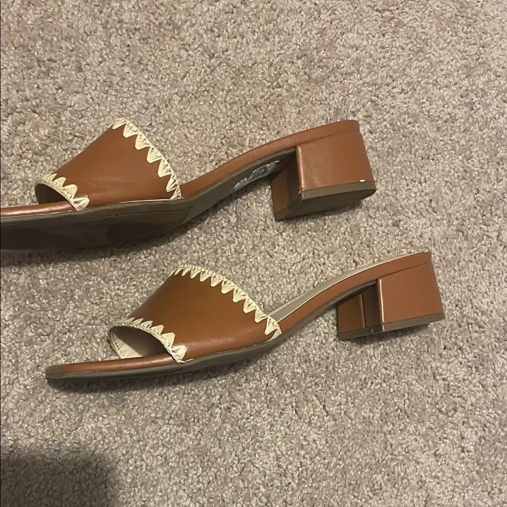 Marc Fisher Tan and Cream Mules - Picture 4 of 7